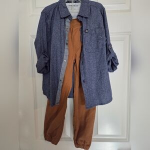 NWT Calvin Klein Navy  Shirt and Tan Pants Set